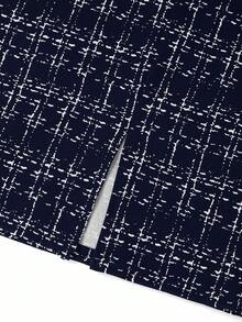 Ellevyn 女士优雅黑色西装，商务/通勤法式百搭格子衬衫和裙子两件套 - 藏蓝色 - 查看 5