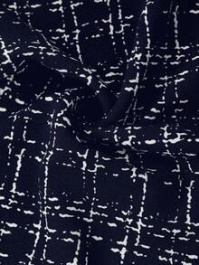 Ellevyn 女士优雅黑色西装，商务/通勤法式百搭格子衬衫和裙子两件套 - 藏蓝色 - 查看 6