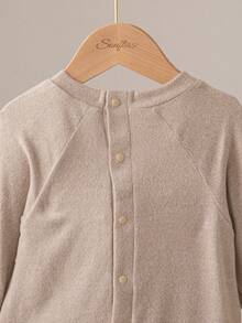 Souflis Souflis French Retro Cute Bear Pattern Beige Long Sleeve Jumpsuit, Suitable For Home, Outings, And Various Occasions, Unisex Baby Jumpsuit, Autumn/Winter Baby Jumpsuit Bear Mocha Baby Clothes - Apricot - View 7