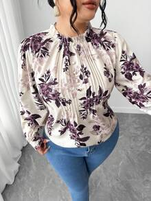 Elenzga Blusa elegante de talla grande para mujer 2025 con encaje jacquard, parches y volantes en las mangas de farol, ajuste en la cintura y silueta evasé, adecuada para volver al colegio, graduación, vacaciones, San Valentín, festivales de música, Día de la Madre, Halloween, Acción de Gracias, Pascua, Día Nacional, bailes, citas, bodas, salidas, etc.