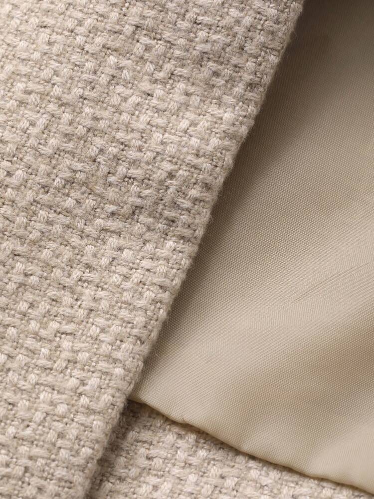 Women's Casual Business Casual Elegant Commuting Fashion Solid Color Lapel Collar Double-Breasted Cardigan Jacket, Summer Business Office Attire Beige