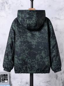 1pc Teen Boys Camouflage Print Casual Hooded Fleece Lined Windbreaker Jacket, Suitable For Daily Casual Wear In Winter