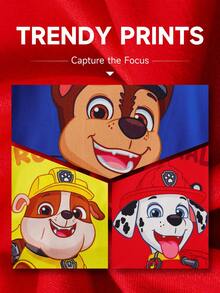 SHEIN | PAW Patrol 3pcs/Set Young Boy Cute Cartoon Puppy Graphic Print Round Neck Short Sleeve Knit T-Shirt, Summer Boys Cartoon T Shirts Boys Dog T Shirt - Multicolor - View 4