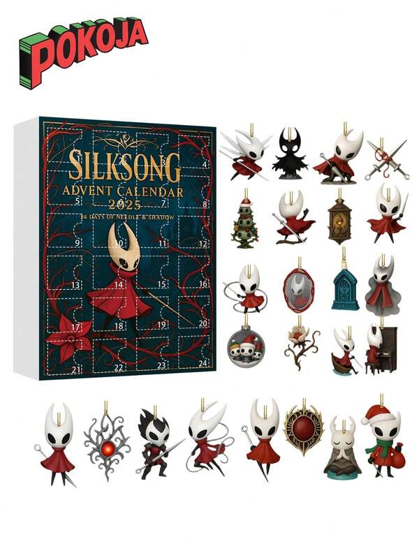 Calendario de Adviento Misterioso de Hollow Knight SILKSONG 2025, Juego Oficial de Adornos para Árbol de Navidad, Juguetes Coleccionables para Fans Adultos, Regalos de Navidad, Decoración Navideña