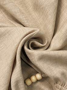 SHEIN PETITE Elenzga pärlskjorta med omlottmönster och åtsittande midja, höst/vintertyg för kvinnor - Aprikos - Visa 6