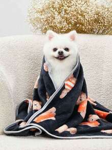 PETSIN Black Bear Print Cute & Warm Pet Blanket - Black - View 2