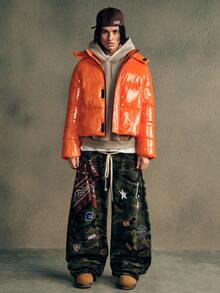 AXEPEAK Men's Casual Hooded Zip-Up Padded Coat, Warm For Winter Street Wear - Orange - View 4