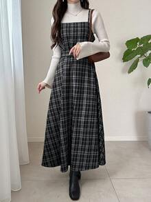 FRIFUL 女士格子印花休闲吊带长裙夏季女装