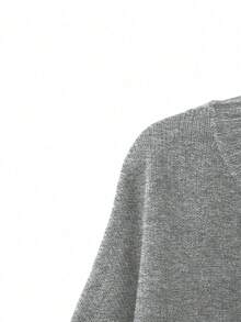 Linhara 大码女士针织羊毛毛衣家居服套装，咖啡色 - 灰色 - 查看 6