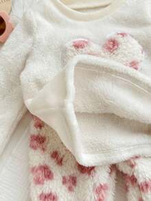 SHEIN 新生女婴可爱休闲卡通印花长袖运动衫和裤子套装