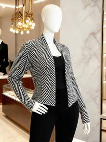 Xyvia Suéter de punto de mujer de manga larga a rayas negro y blanco, suave y cómodo, de cachemira y visón, para uso diario y sexy, otoño/invierno - Blanco y Negro - Ver 6