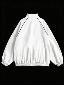 Manfinity Dauomo Men's Casual Letter Print Reflective Contrast Stripe Long Sleeve Jacket - White - View 2