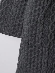 SHEIN Clasi Hooded Zip Pocket Sweater Jacket, Thermal Lined Comfortable, Winter Coat,Winter Clothes Elegant,Women's Winter Coat,Thermal Lined Jacket,Comfortable And Easy To Wear - Grey - View 4