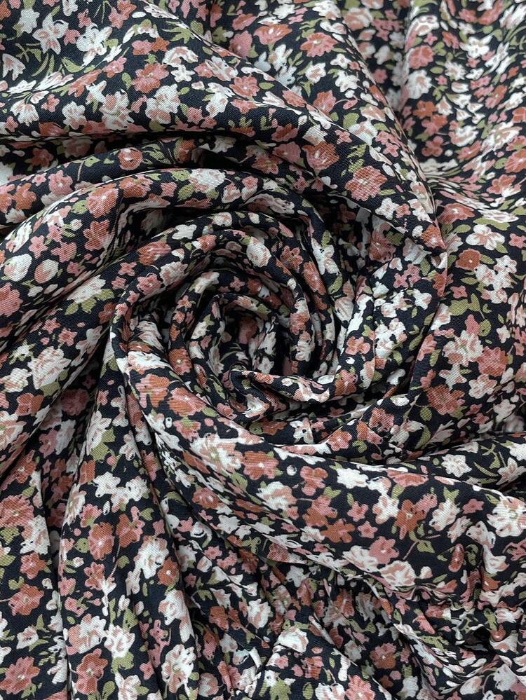 ウィメンズ ランダムプリント ミニマリスト デイリーウェア ラウンドネック 長袖ワンピース