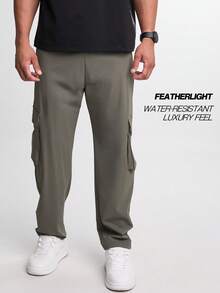 Pantalones holgados con cintura elástica y bolsillos, otoño - Verde militar - Ver 1