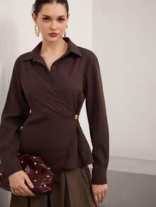 Heiryn Áo cánh Marl thanh lịch thời trang dành cho nữ, tay dài - Rỉ Nâu - Xem 7