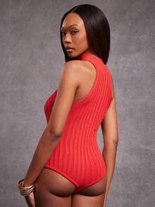 NYA SZN Bodysuit Sleeveless Fitted Bodycon Textured Knit Tube Top Streetwear Everyday Casual Business Casual Date Fall Winter Statement Valentines Day Carnival Outfits For Women