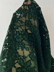 Calvaya Plus Size New Arrival High-End Sweet & Spicy Hollow-Out Lace Blouse - Dark Green - View 7