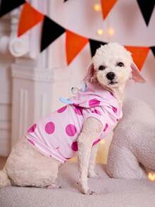 PETSIN 1 Stück rosa gepunkteter 3D Augen- und Ohren Monster förmiger süßer Cartoon Kapuzenpullover für Katzen und Hunde