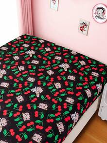 Betty Boop x SHEIN 1 pieza Colchón con estampado de cerezas, disponible en varios tamaños, adecuado para cama individual/cama doble/cama queen/cama king, cómodo y suave, transpirable y cálido, se puede lavar a máquina