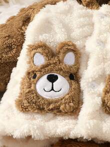 SHEIN 2pcs Newborn Baby & Toddler Cute Cartoon Bear Hooded Outfit, Soft Plush Sweatshirt Set