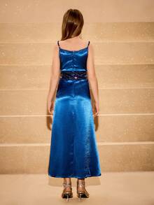 Robe de princesse à bretelles pour fille, robe de soirée de demoiselle d'honneur, robe d'hôtesse pour fille, robe de récital de piano pour enfant, robe de fête d'Halloween pour préadolescente