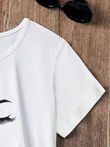 BamGleam 肖像印花短袖超大 T 恤，夏季休闲图案 T 恤女式上衣