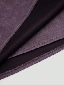 Sweetra Plus Size Pleated Asymmetric Zipper Decor Faux Suede Short Skirt, Minimalist Commuter Style, Autumn/Winter - Purple - View 4