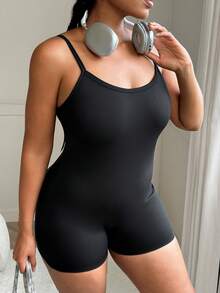 Rhythm Era Plus Size Women Adjustable Strap Backless Cropped Jumpsuit, Casual Sports Yoga Wear For Daily, Sexy & Comfortable Shapewear Bodysuit Workout Bodysuit Body Suits For Women Shapewear Tummy Control Bodysuit