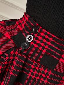 Rometta Plus Size Women's Elegant Plaid Flared Skirt, Christmas