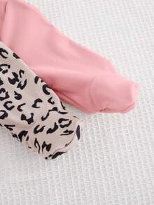 Cozy Pixies Neugeborenes Baby Mädchen Leoparden Muster Gestrickter Weicher Rundhals Langarm Romper & Hose 2 Stücke Set