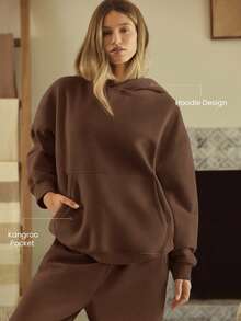 GLOWMODE 厚重羊毛超大连帽卫衣口袋厚保暖冬季 - 肉桂靈感 - 查看 4