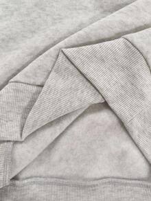 INAWLY Women's Leopard Print & Cherry Blossom Long Sleeve Drop Shoulder Sweatshirt - Light Grey - View 5