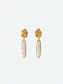 Opalesca Women Stud Earrings,For Mom/Women/Girl/Mother,Fall/Autumn/Winter,Outfits,Old Money,Premium,Pearl,Elegant,Fairycore/Fairy - Gold - View 2
