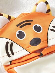PETSIN 1pc Cute Cartoon Animal Print Hoodie With 3D Tiger Ears, Suitable For Cats And Dogs - Multicolor - View 7