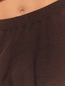 MUSERA 针织宽松阔腿裤 秋冬居家休闲舒适工作装可爱优雅休闲春季 - 咖啡棕 - 查看 6