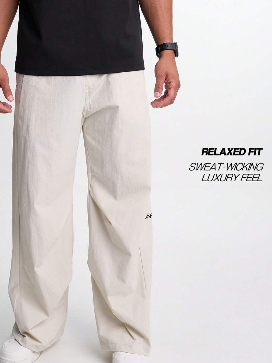 Men's Drawstring Waist Loose Fit Jogger Pants - Beige - View 1