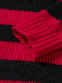 Manfinity Homme 男士条纹做旧圆领休闲套头毛衣，秋冬款