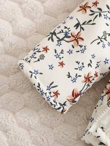 SHEIN 女婴可爱休闲花卉图案连帽拉链加厚长袖夹克，适合秋冬季日常穿着 - 彩色 - 查看 6