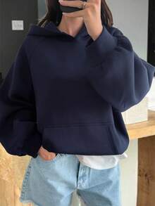 Livesso 秋冬季宽松休闲街头风女式卫衣 - 藏蓝色 - 查看 7