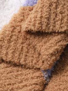 DAZY 两件套女士宽松条纹针织长袖上衣和裤子套装，秋冬季休闲睡衣套装，保暖内衬，蓬松舒适 - 卡其色 - 查看 10