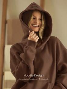 GLOWMODE 厚重羊毛超大连帽卫衣口袋厚保暖冬季 - 肉桂靈感 - 查看 5