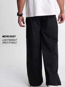 Men's Drawstring Waist Loose Fit Jogger Pants - Black - View 2