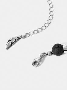 HARRY POTTER X SHEIN Minimalist Bracelet - Hedwig Midnight Flight Black Bead Design - Silver - View 4