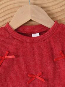 SHEIN 2 Stücke Baby Mädchen Lässig vielseitiges Langarm-Top und Hosen Set, geeignet für Frühling, Herbst und Winter, Alltagskleidung