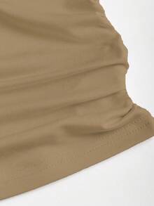 Sweetra Damen Sommer Metallic Blumen Dekor Trägerhemd & plissierter mehrlagiger Mini-Rock Set