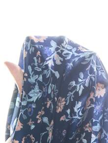 Rusticease 大码女式花卉印花撞色蕾丝圆领宽松休闲长袖连衣裙 - 彩色 - 查看 8