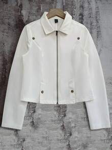 Lyxana Women's Casual Versatile Commuter Solid Color Lightweight Jacket