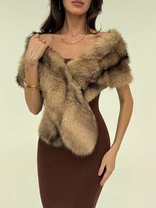 Aloruh Women's Fashionable Elegant Retro Faux Fur Coat Fall Fall For Women All Women Fall For Women Fall Autumn Women's Fall Women's Coat Chic Autumn Winter For Women Winter For Women Winter Winter Women Winter Winter For Women Winter Coat Women, Cozy Fall And Winter For Women - Mocha Brown - View 4