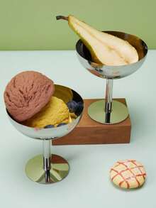 Joivida 1件/2件不锈钢冰淇淋杯、高脚杯、夏季不锈钢甜点碗、水果沙拉碗、枣子零食杯、咖啡杯 - 銀色 - 查看 3